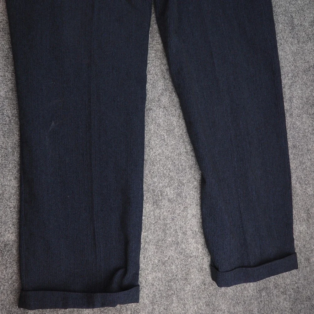 St. Croix Pants Mens 38 Pleated Navy Blue Textured Made in Italy Luxury Cuffed